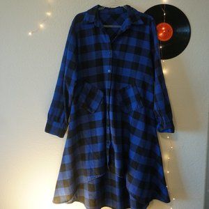 Witchboard Blue Buffalo Plaid Flannel Pocket Dress